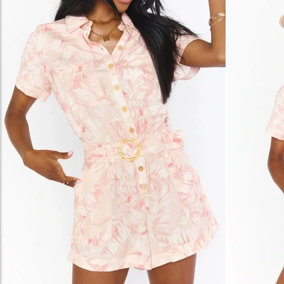 Show Me Your MuMu Bexley Pink Majestic Palm Romper - Picture 2 of 9